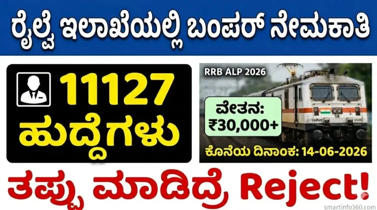 RRB ALP ನೇಮಕಾತಿ 2026 ಕನ್ನಡದಲ್ಲಿ apply ಹೇಗೆ 11127 ಹುದ್ದೆಗಳು ವೇತನ 30000 plus