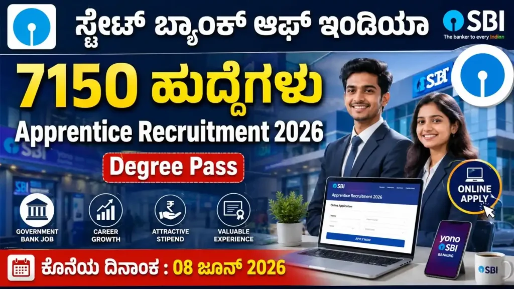 SBI Apprentice Recruitment 2026 Kannada notification for 7150 posts